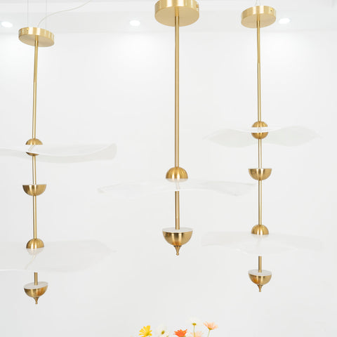 Envolee Double Biscuit Pendant with Sculptural Fabric Shades