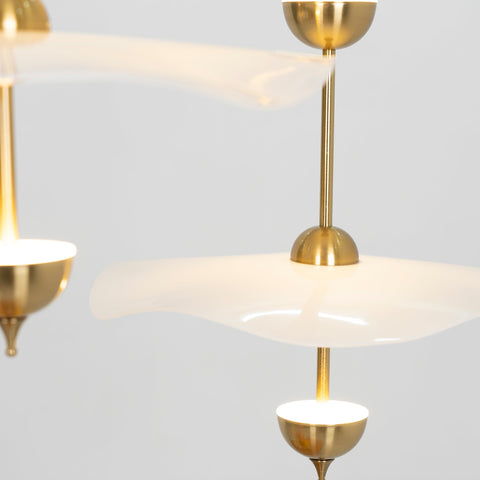 Envolee Double Biscuit Pendant with Sculptural Fabric Shades