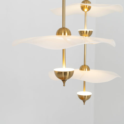 Envolee Double Biscuit Pendant with Sculptural Fabric Shades