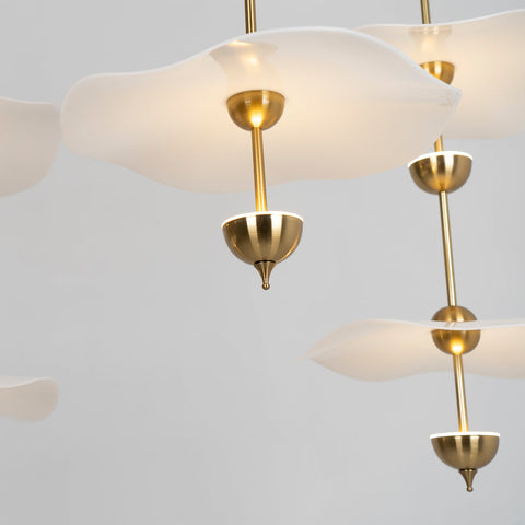 Envolee Double Biscuit Pendant with Sculptural Fabric Shades
