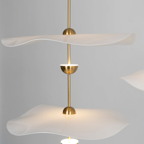 Envolee Double Biscuit Pendant with Sculptural Fabric Shades
