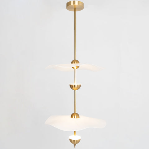 Envolee Double Biscuit Pendant with Sculptural Fabric Shades