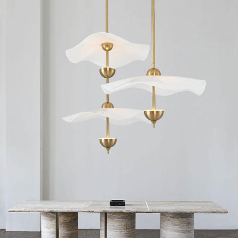 Envolee Double Biscuit Pendant with Sculptural Fabric Shades
