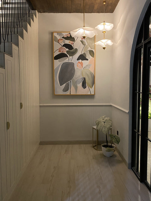 Envolee Double Biscuit Pendant with Sculptural Fabric Shades