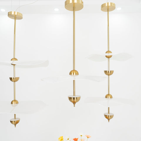 Envolee Double Biscuit Pendant with Sculptural Fabric Shades