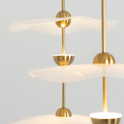 Envolee Double Biscuit Pendant with Sculptural Fabric Shades