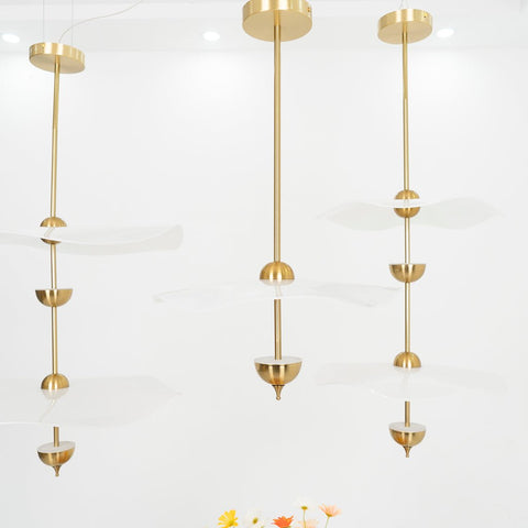 Envolee Double Biscuit Pendant with Sculptural Fabric Shades