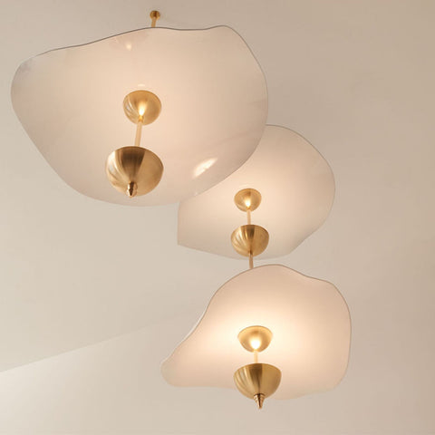 Envolee Double Biscuit Pendant with Sculptural Fabric Shades