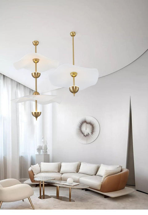 Envolee Double Biscuit Pendant with Sculptural Fabric Shades