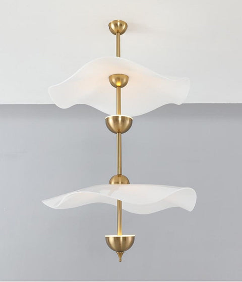 Envolee Double Biscuit Pendant with Sculptural Fabric Shades