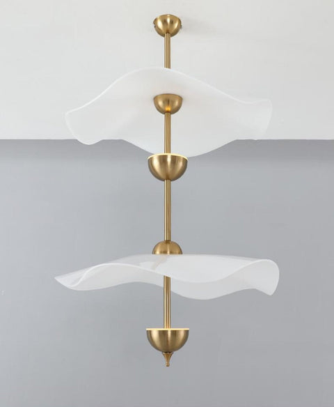 Envolee Double Biscuit Pendant with Sculptural Fabric Shades