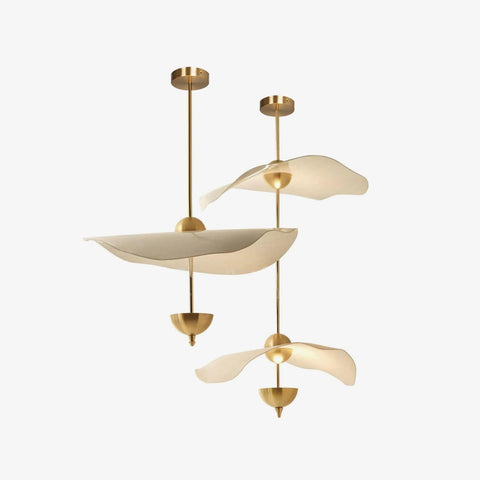 Envolee Double Biscuit Pendant with Sculptural Fabric Shades