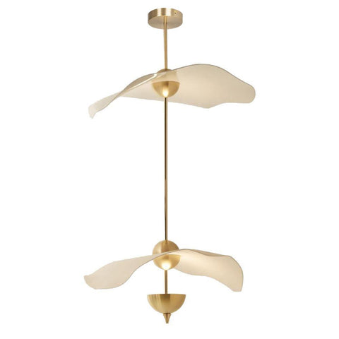 Envolee Double Biscuit Pendant with Sculptural Fabric Shades