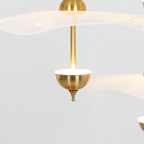Envolee Double Biscuit Pendant with Sculptural Fabric Shades
