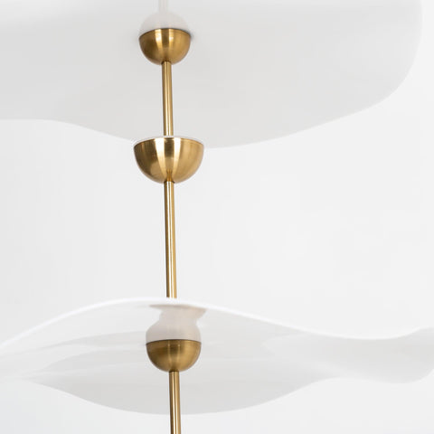 Envolee Double Biscuit Pendant with Sculptural Fabric Shades