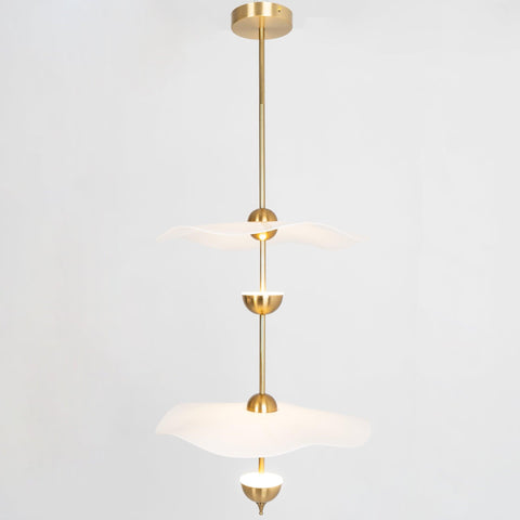 Envolee Double Biscuit Pendant with Sculptural Fabric Shades