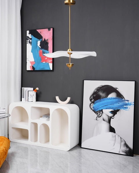 Envolee Double Biscuit Pendant with Sculptural Fabric Shades