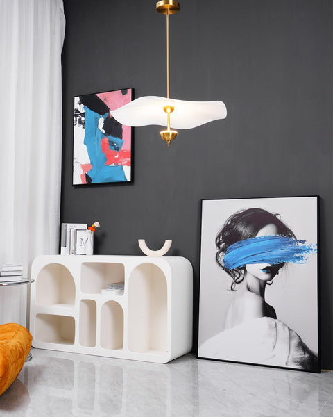 Envolee Double Biscuit Pendant with Sculptural Fabric Shades