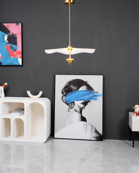 Envolee Double Biscuit Pendant with Sculptural Fabric Shades