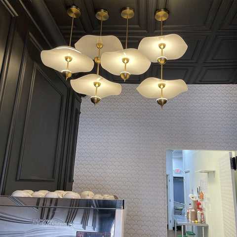 Envolee Double Biscuit Pendant with Sculptural Fabric Shades