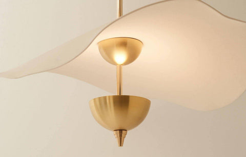 Envolee Double Biscuit Pendant with Sculptural Fabric Shades