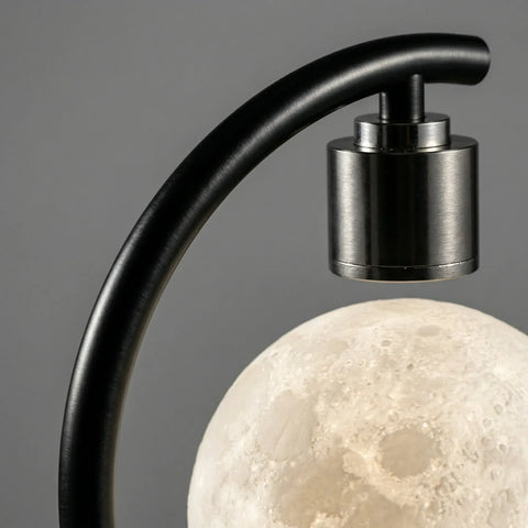 Levitating Moon Lamp with LED Glow and Curved Stand