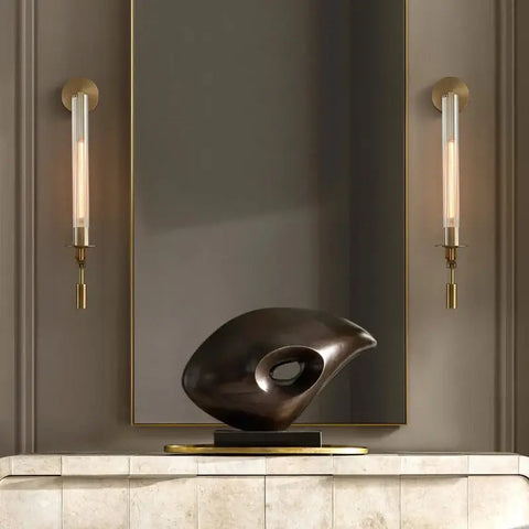 Fontanelle Wall Sconce with Ribbed Glass Cylinders