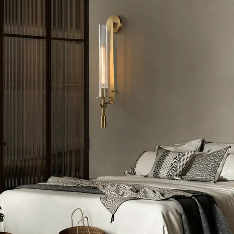 Fontanelle Wall Sconce with Ribbed Glass Cylinders