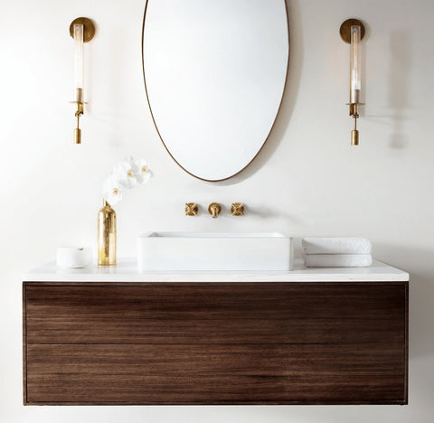 Fontanelle Wall Sconce with Ribbed Glass Cylinders