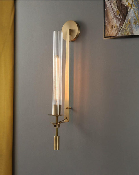 Fontanelle Wall Sconce with Ribbed Glass Cylinders
