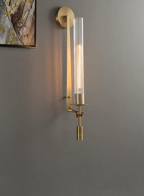 Fontanelle Wall Sconce with Ribbed Glass Cylinders