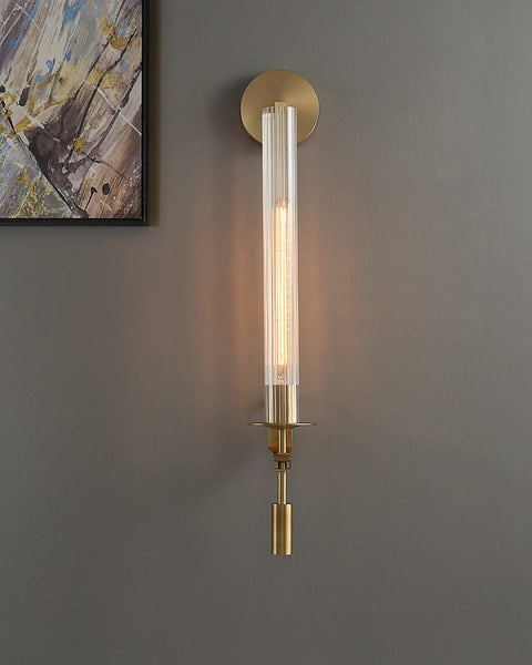 Fontanelle Wall Sconce with Ribbed Glass Cylinders