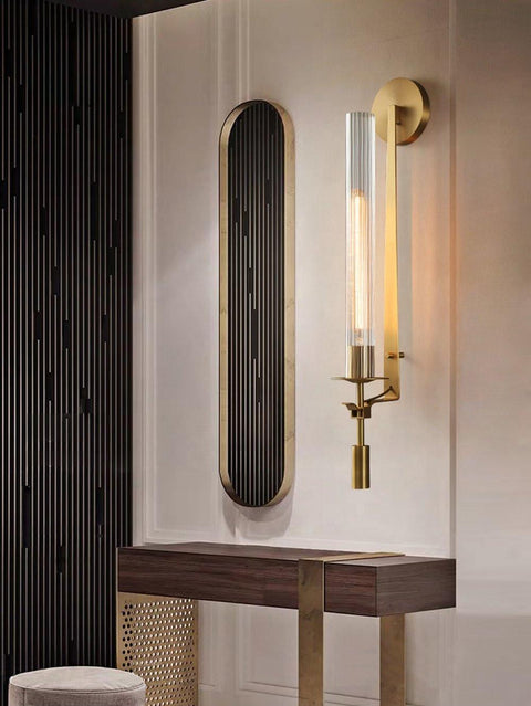 Fontanelle Wall Sconce with Ribbed Glass Cylinders
