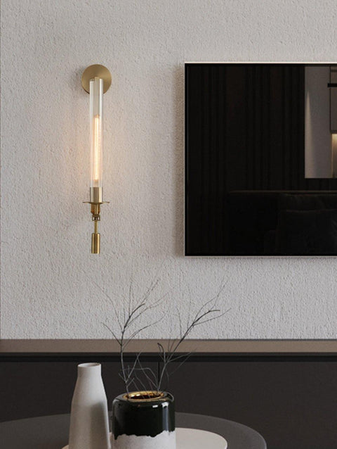 Fontanelle Wall Sconce with Ribbed Glass Cylinders