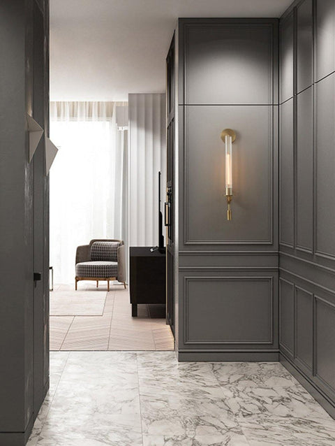 Fontanelle Wall Sconce with Ribbed Glass Cylinders