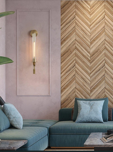 Fontanelle Wall Sconce with Ribbed Glass Cylinders