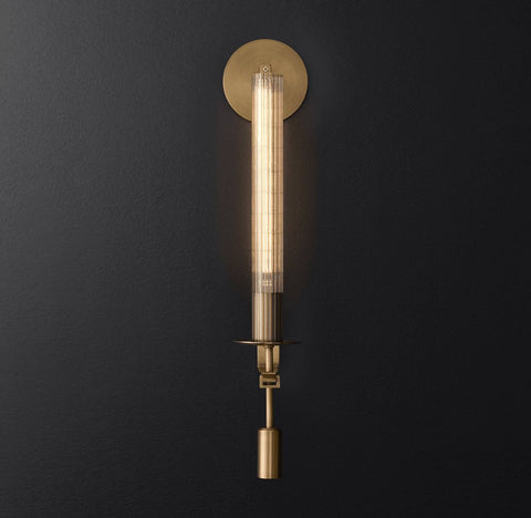 Fontanelle Wall Sconce with Ribbed Glass Cylinders