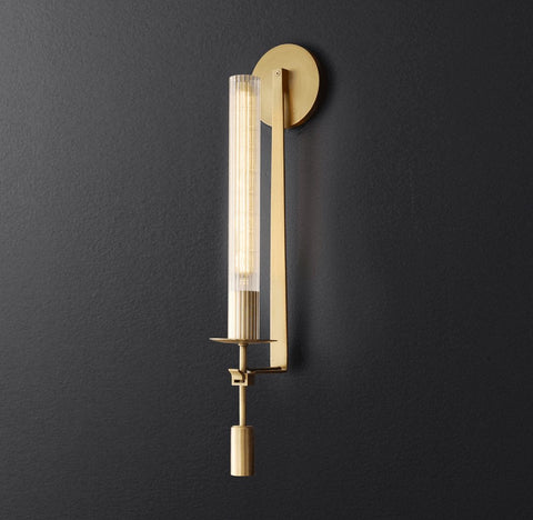Fontanelle Wall Sconce with Ribbed Glass Cylinders