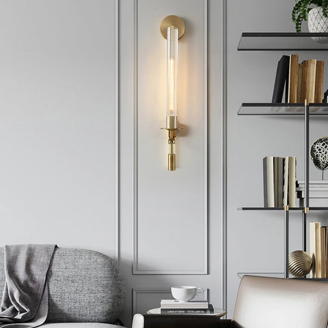 Fontanelle Wall Sconce with Ribbed Glass Cylinders