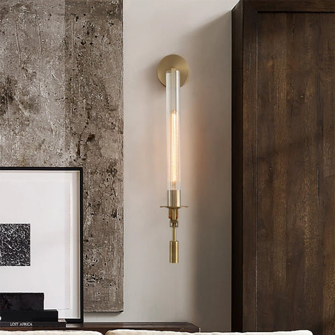 Fontanelle Wall Sconce with Ribbed Glass Cylinders