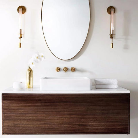 Fontanelle Wall Sconce with Ribbed Glass Cylinders