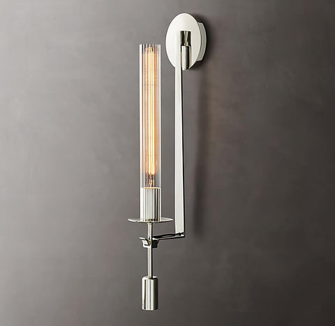 Fontanelle Wall Sconce with Ribbed Glass Cylinders