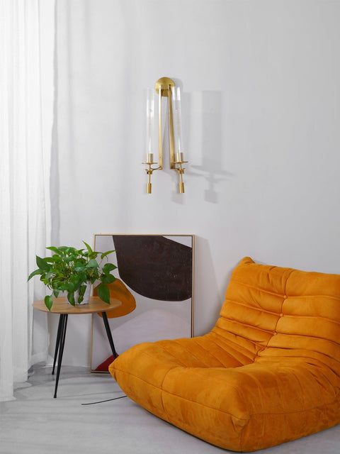 Fontanelle Wall Sconce with Ribbed Glass Cylinders