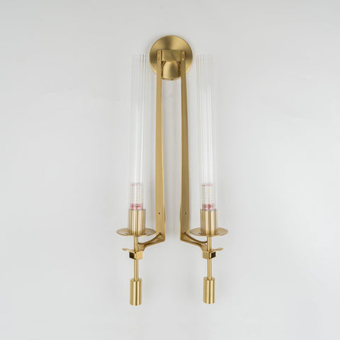Fontanelle Wall Sconce with Ribbed Glass Cylinders