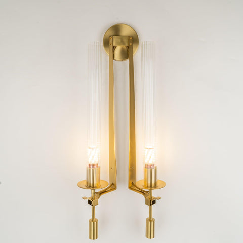 Fontanelle Wall Sconce with Ribbed Glass Cylinders