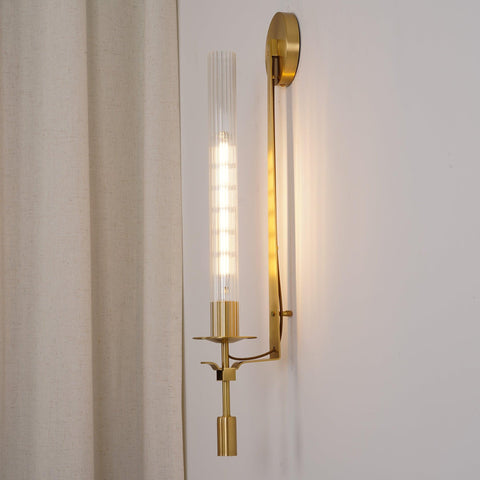 Fontanelle Wall Sconce with Ribbed Glass Cylinders