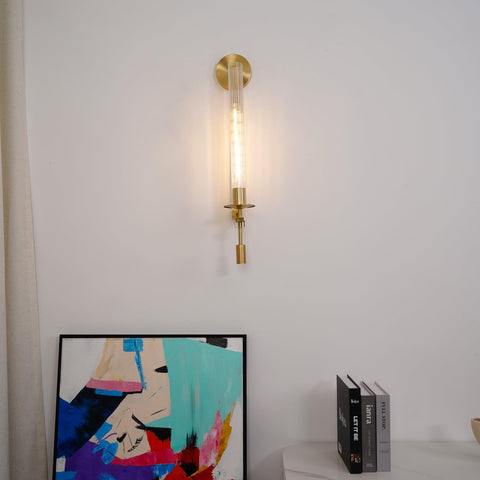 Fontanelle Wall Sconce with Ribbed Glass Cylinders