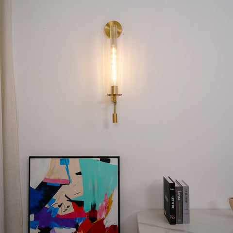 Fontanelle Wall Sconce with Ribbed Glass Cylinders
