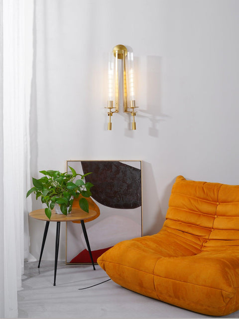Fontanelle Wall Sconce with Ribbed Glass Cylinders
