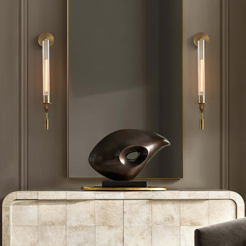 Fontanelle Wall Sconce with Ribbed Glass Cylinders